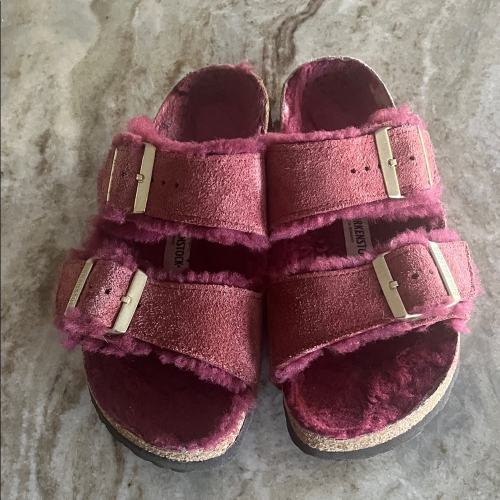 Birkenstock size 37 Arizona Shearling Burgundy